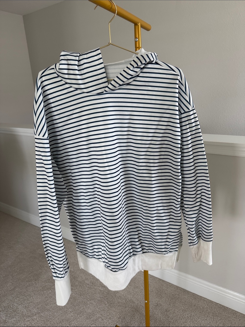 Striped Navy & White Hooded Top - Kids
